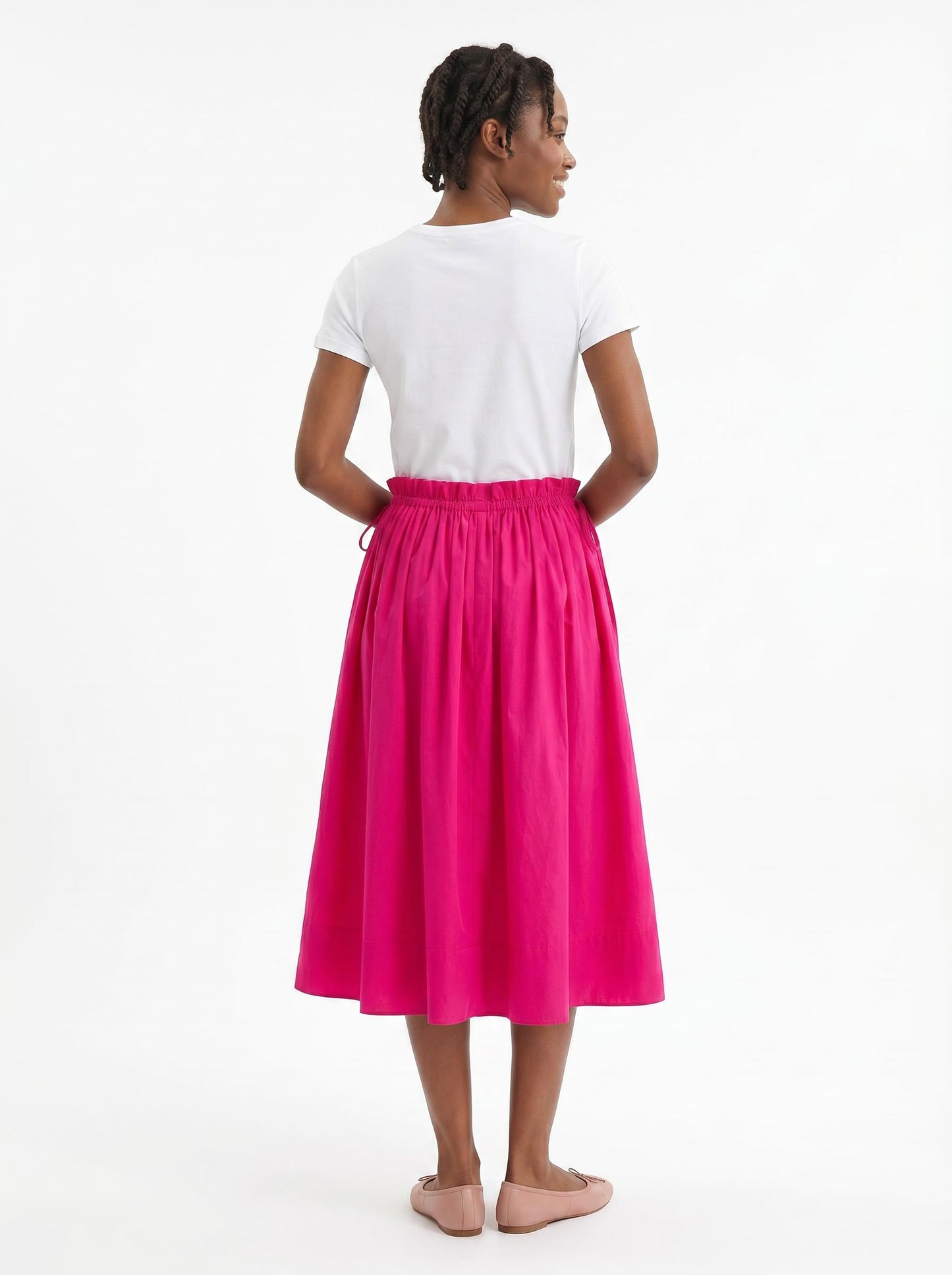 Adjustable Tie Midi Skirt — Think Pink