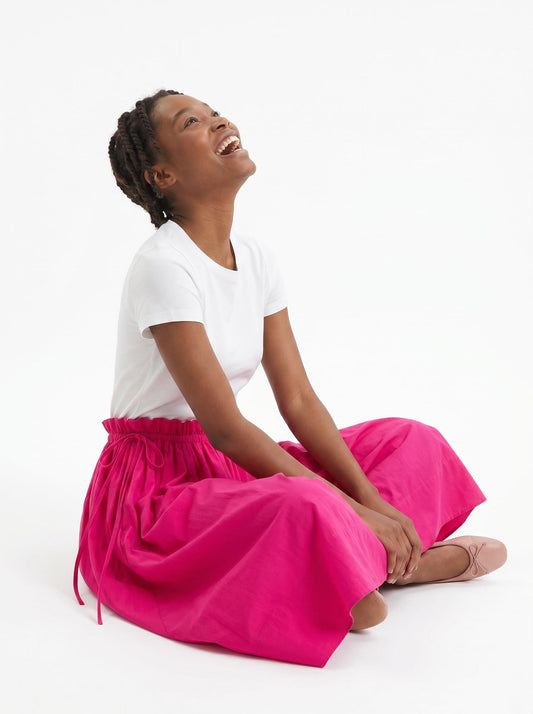 Adjustable Tie Midi Skirt — Think Pink