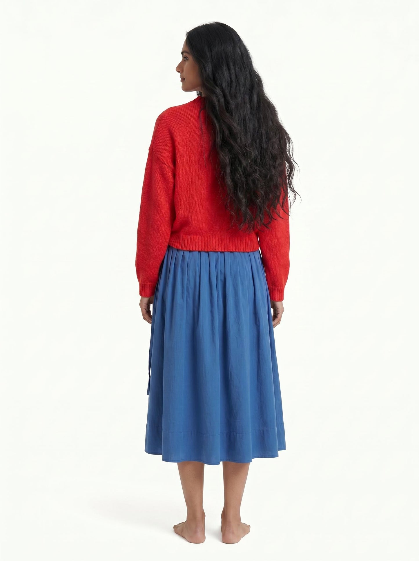 Adjustable Tie Midi Skirt — Blue Boost