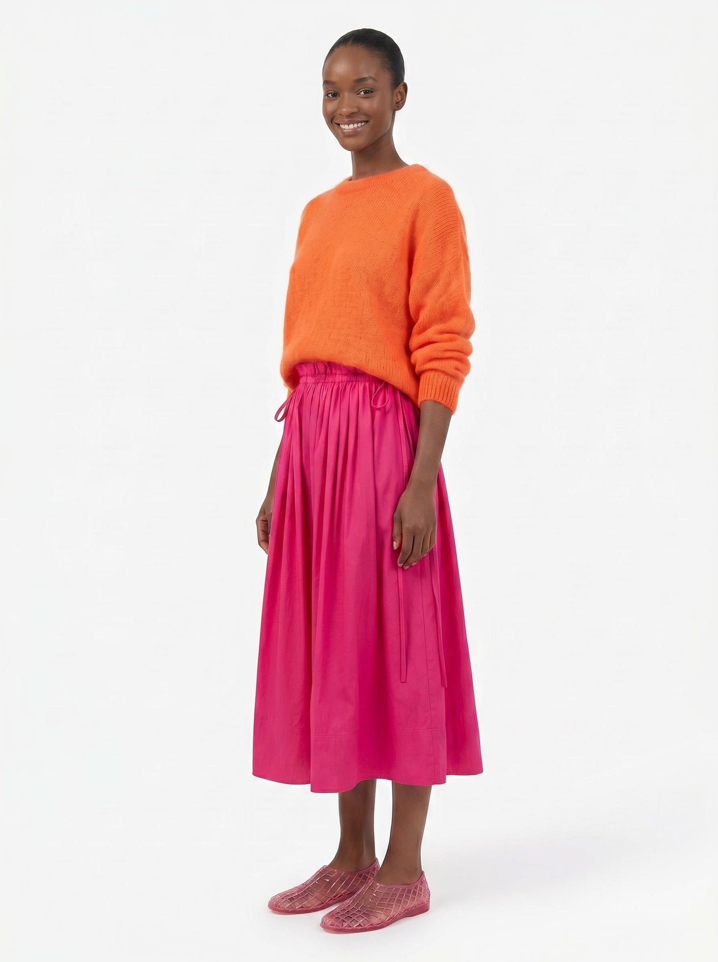 Adjustable Tie Midi Skirt — Think Pink