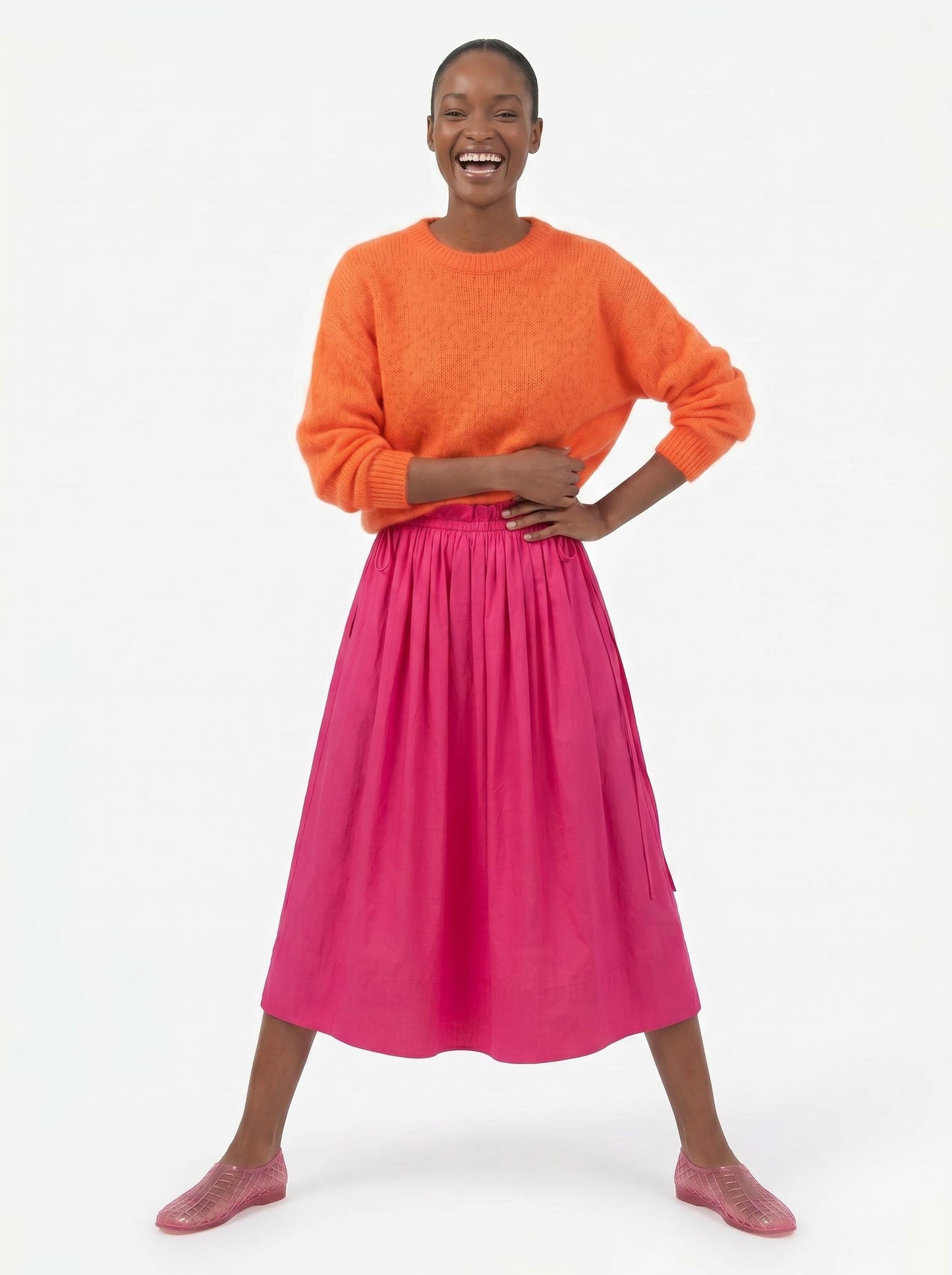 Adjustable Tie Midi Skirt — Think Pink